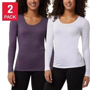32 Degrees Sm Heat 2 Pack Women Lightweight Long Sleeve Base Layer Shirt Top